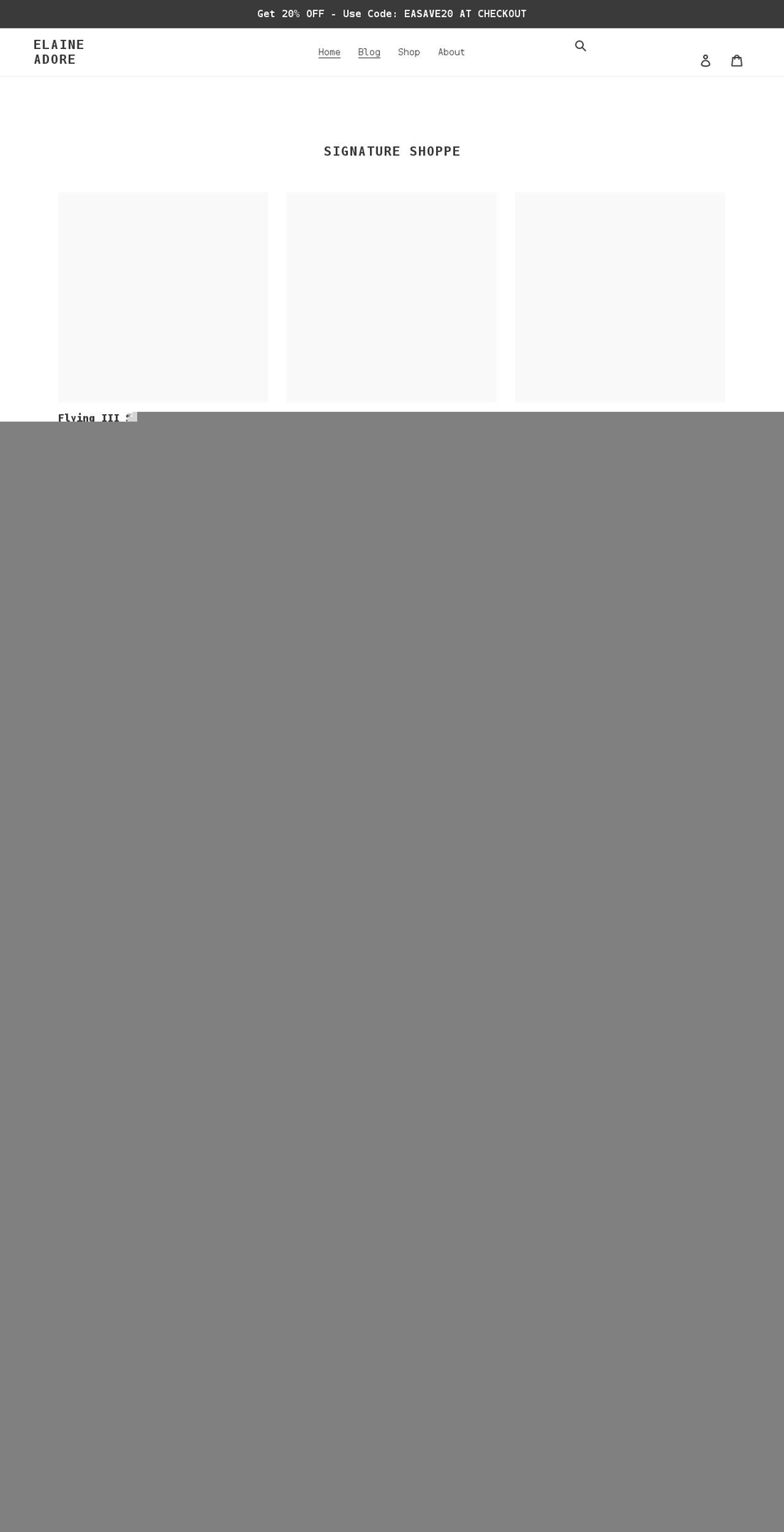 elaineadoreco.com shopify website screenshot