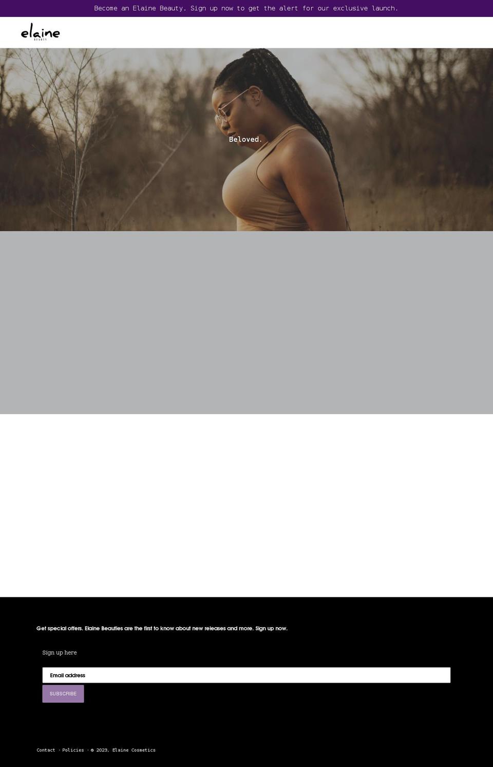 elainecosmetics.com shopify website screenshot