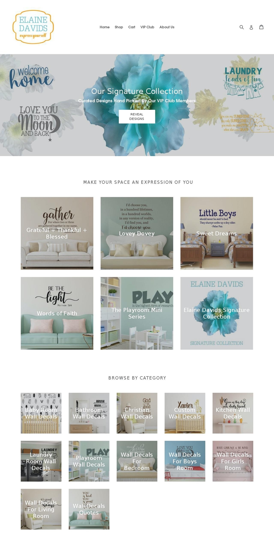 elainedavids.com — Shopify storefront screenshot