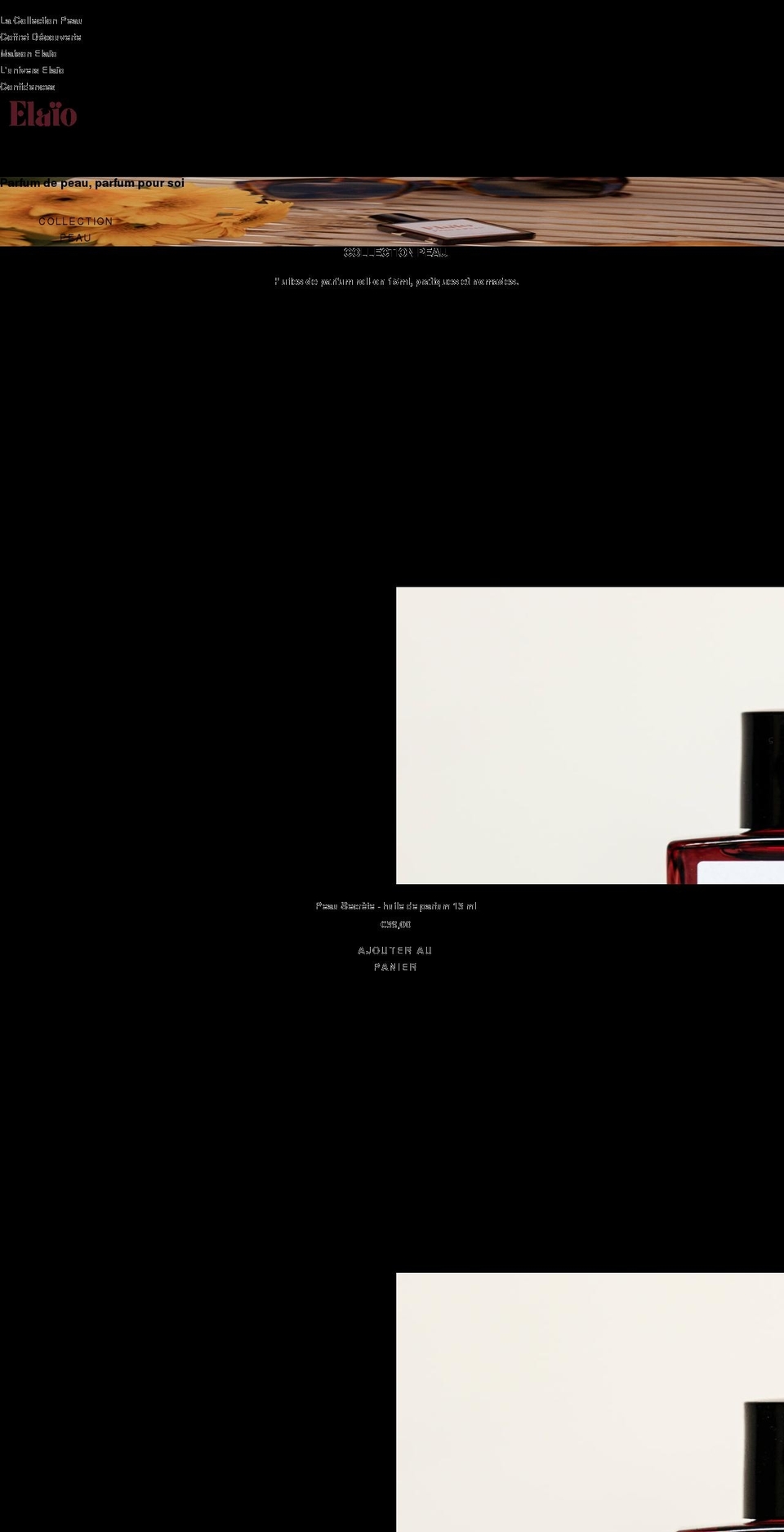 elaio-parfums.com shopify website screenshot