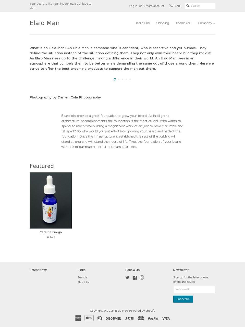 elaioman.com — Shopify storefront screenshot