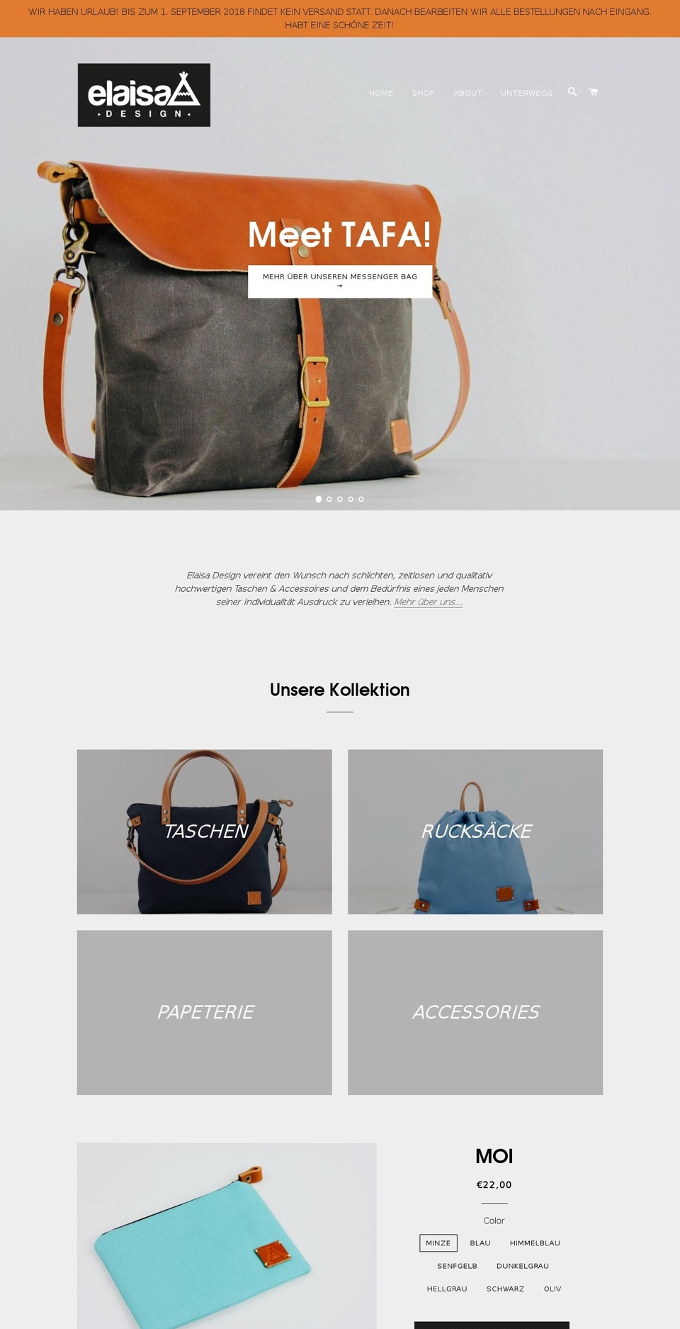 elaisas.com — Shopify storefront screenshot