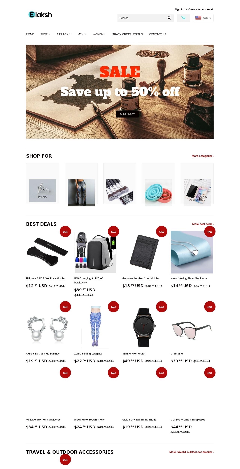 elaksh.com shopify website screenshot