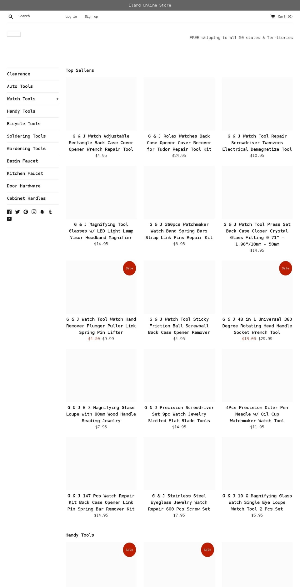 elandonlinestore.com shopify website screenshot