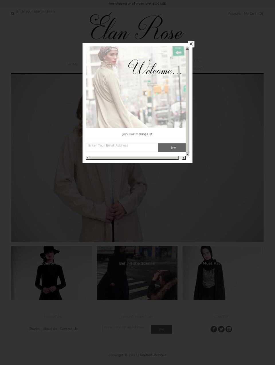 elanroseboutique.com shopify website screenshot