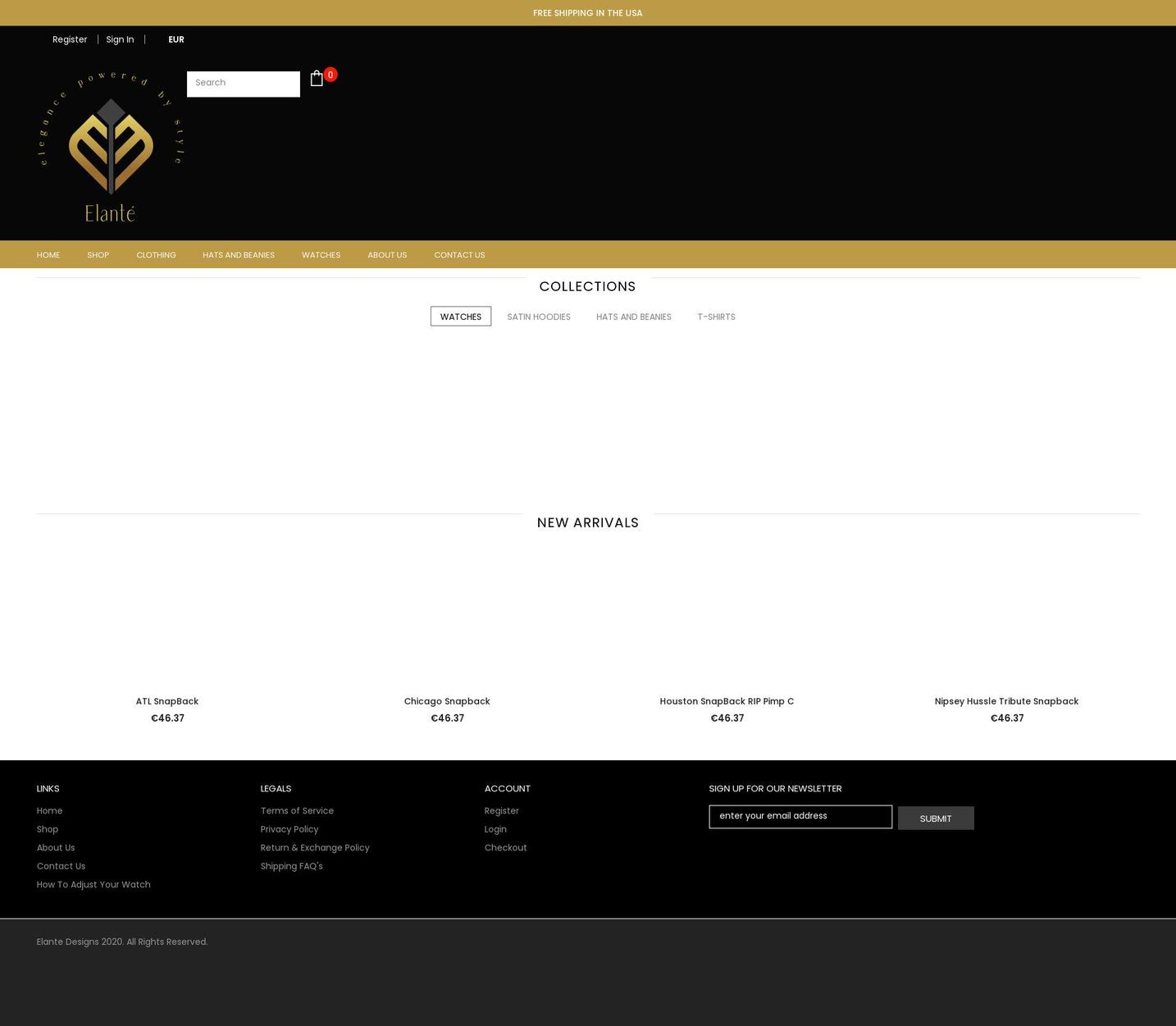 elantedesigns.com shopify website screenshot