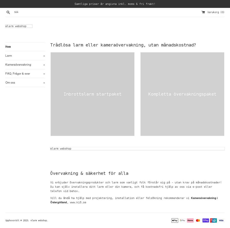 elarm.se shopify website screenshot