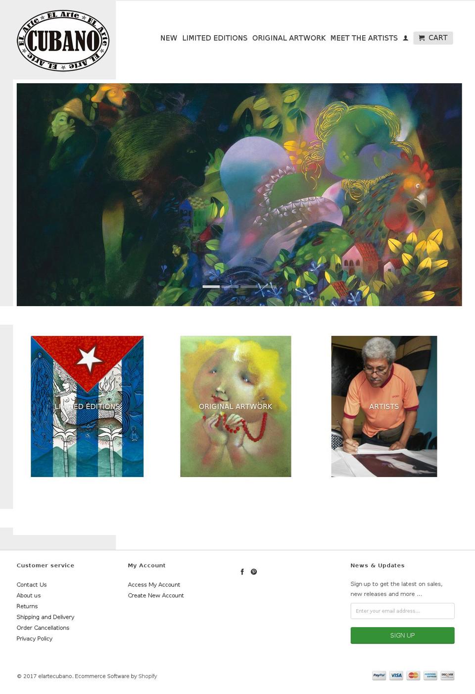 elartecubano.com shopify website screenshot