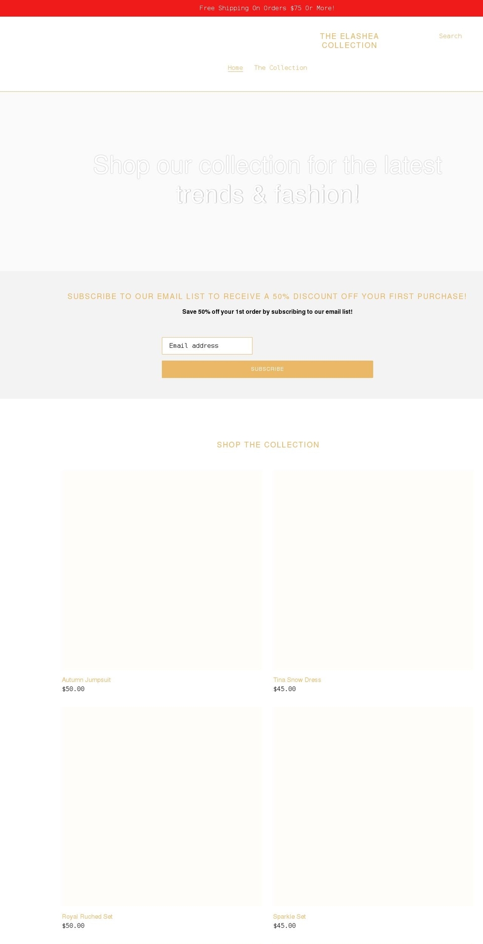 elashea.com shopify website screenshot