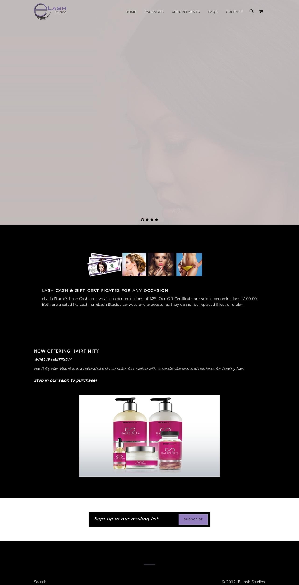 elashstudios.com shopify website screenshot