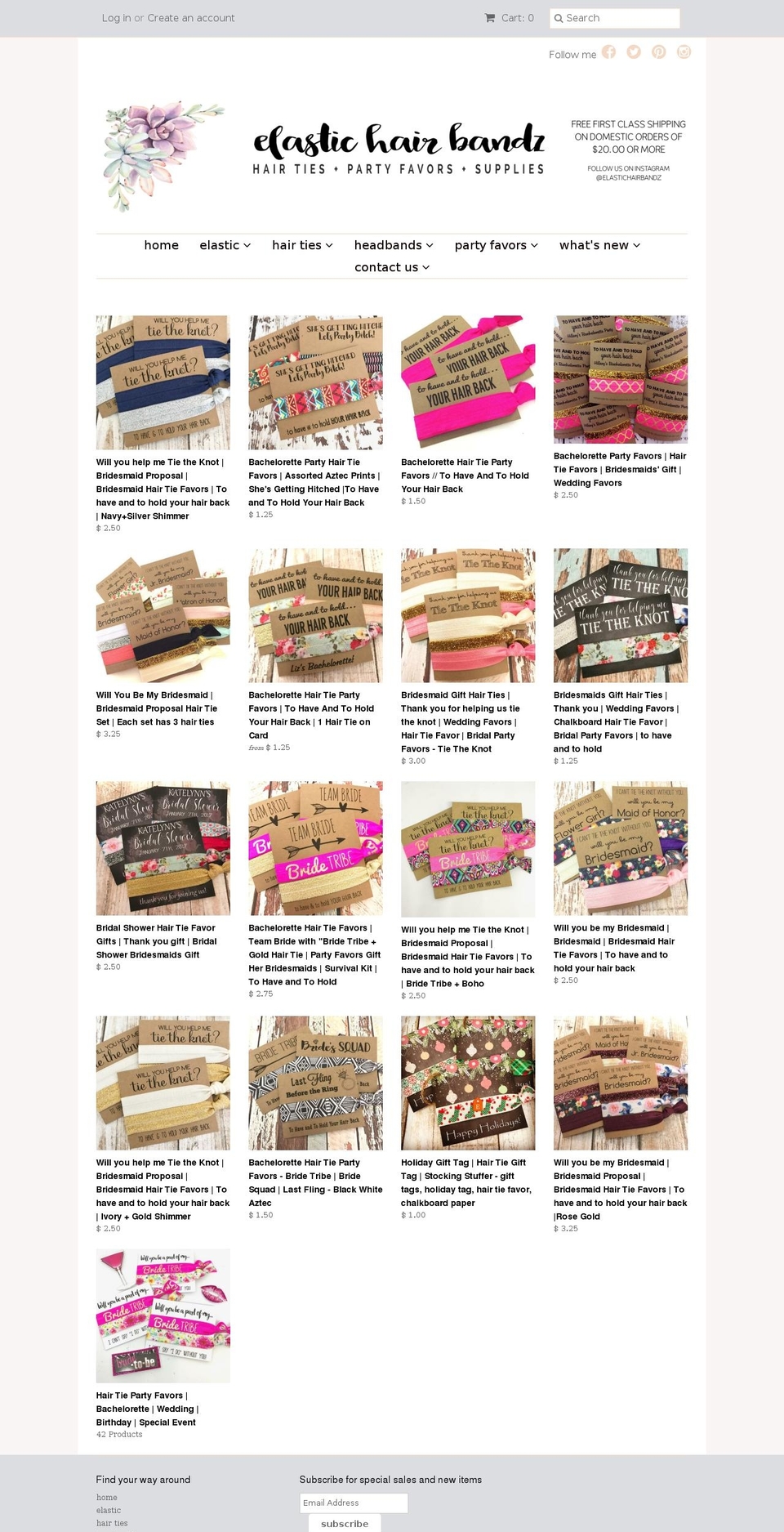 elastichairbandz.com shopify website screenshot