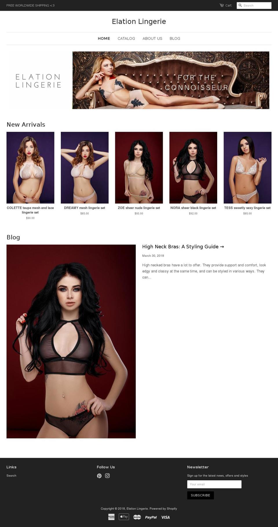 elationlingerie.com shopify website screenshot