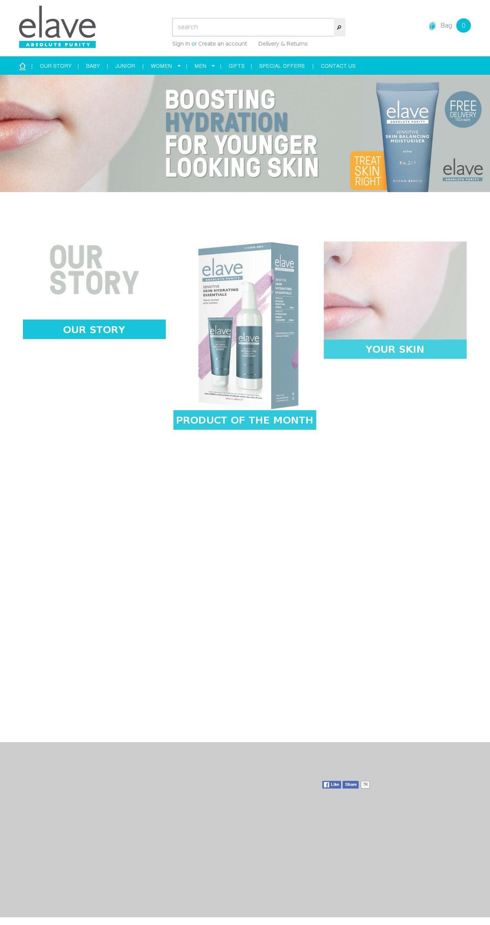 elaveskincare.com shopify website screenshot