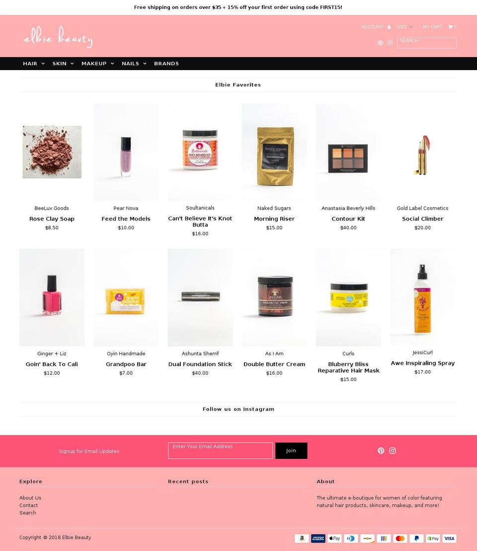 elbiebeauty.com — Shopify storefront screenshot