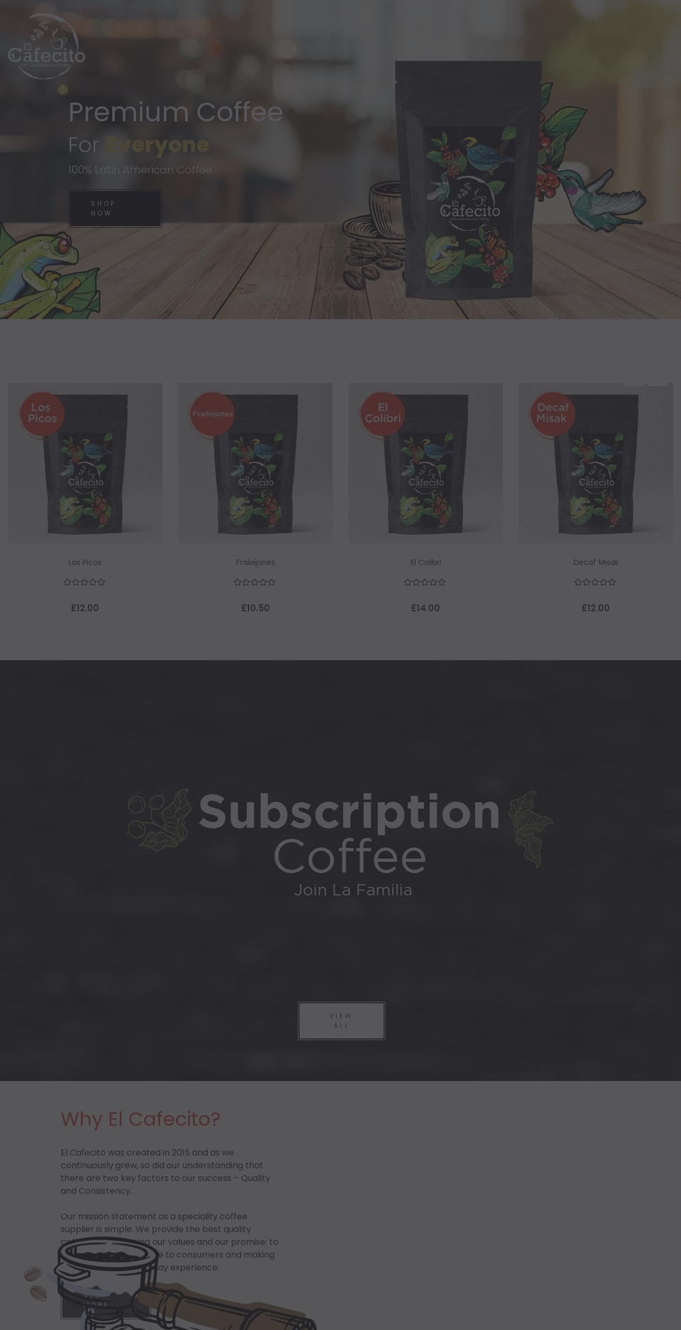 Tartine home Shopify theme site example elcafecito.co.uk