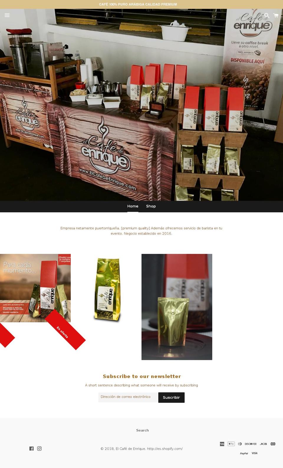 elcafedeenrique.com — Shopify storefront screenshot