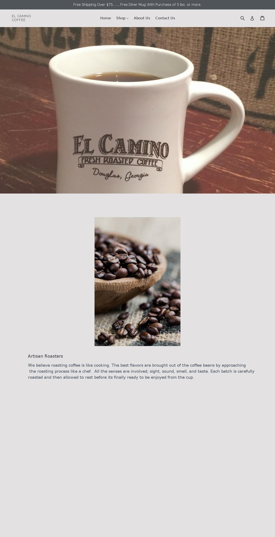 elcaminocoffee.org shopify website screenshot