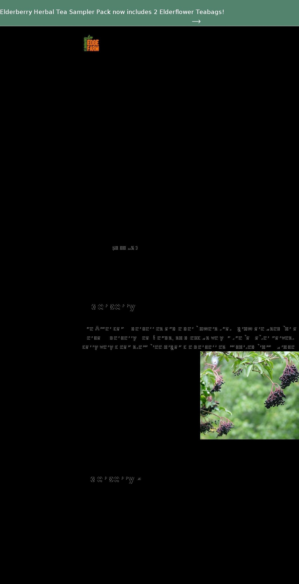 elderberryedgefarm.com shopify website screenshot