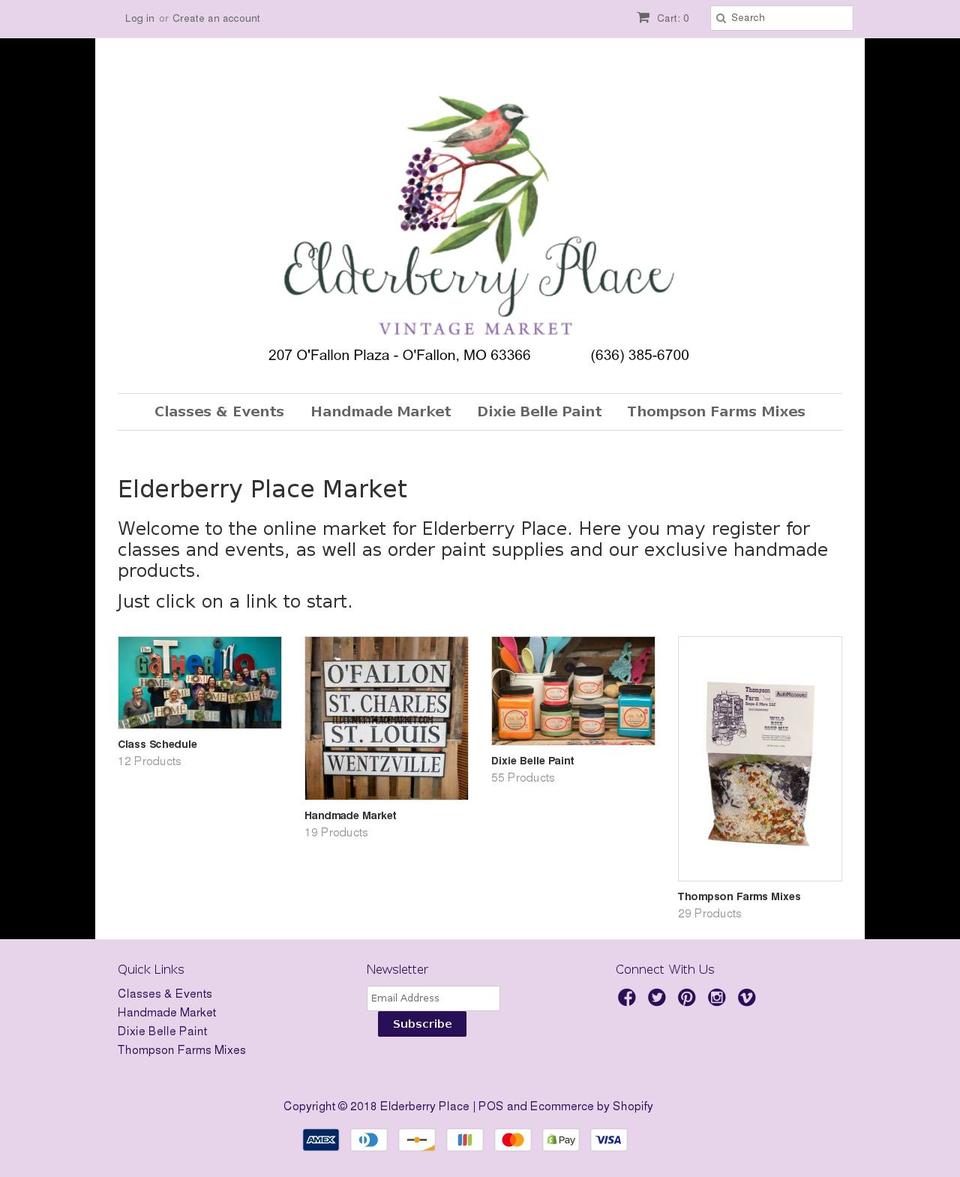 elderberryplacemarket.com shopify website screenshot