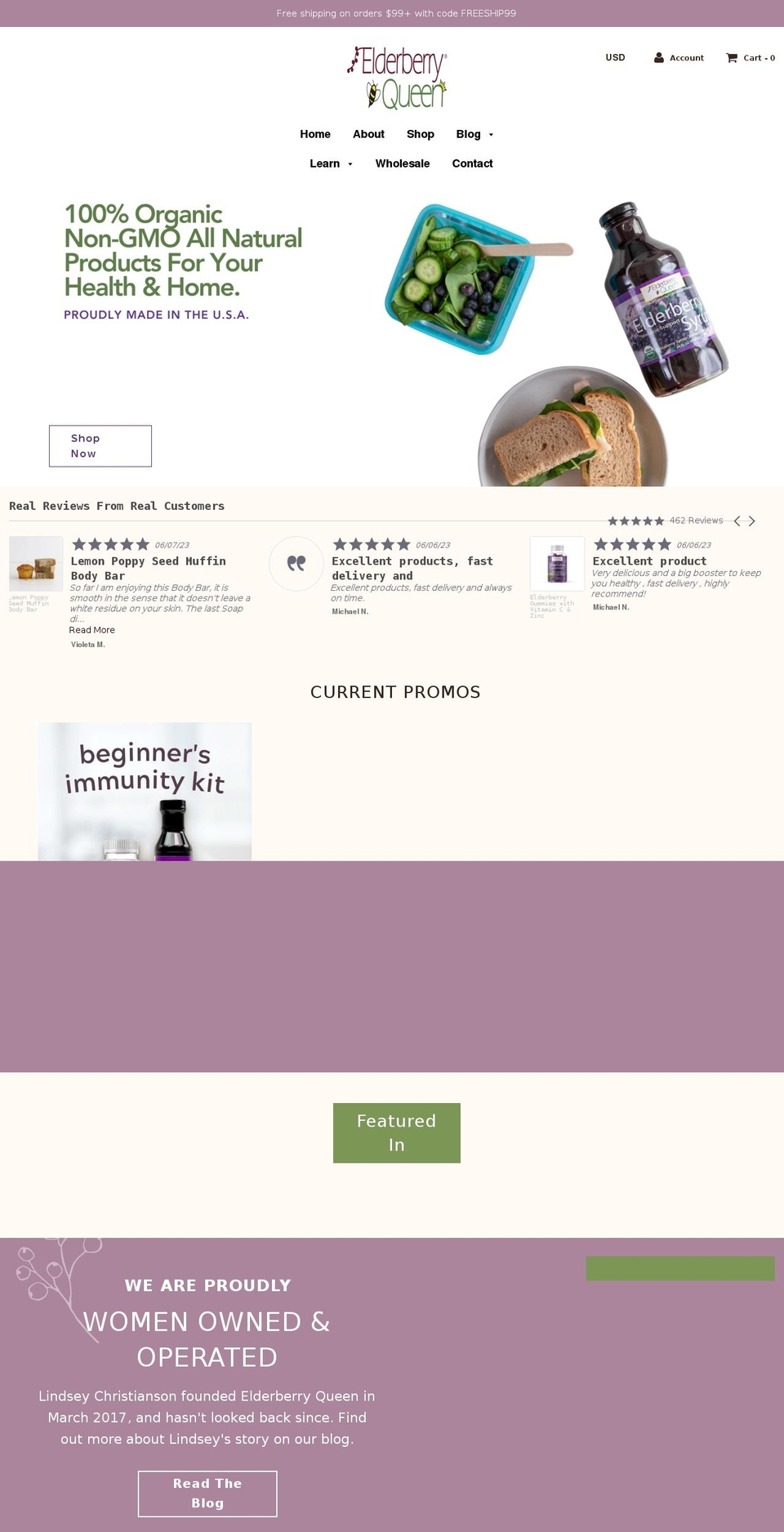 elderberryqueen.net shopify website screenshot