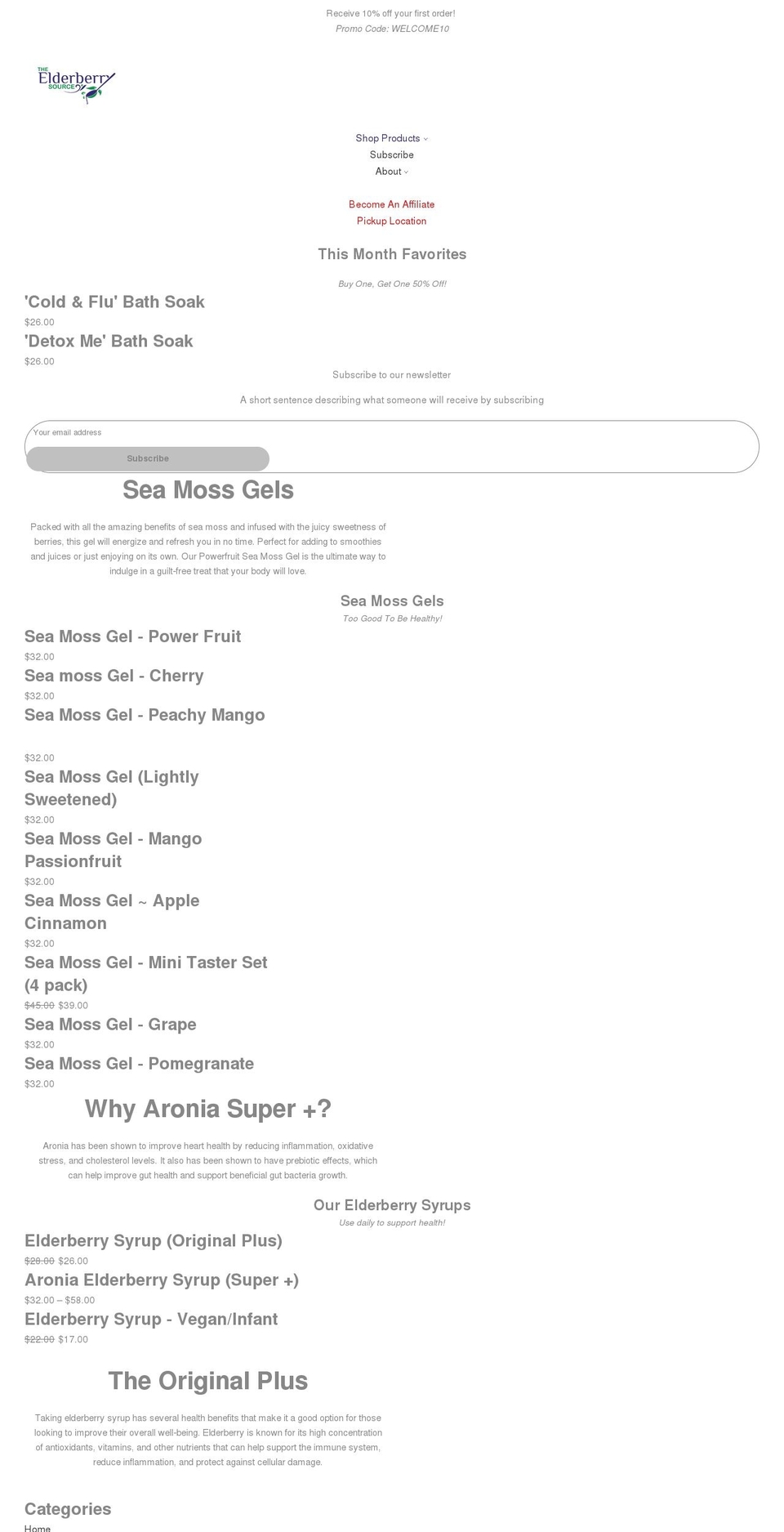 elderberrysource.com shopify website screenshot