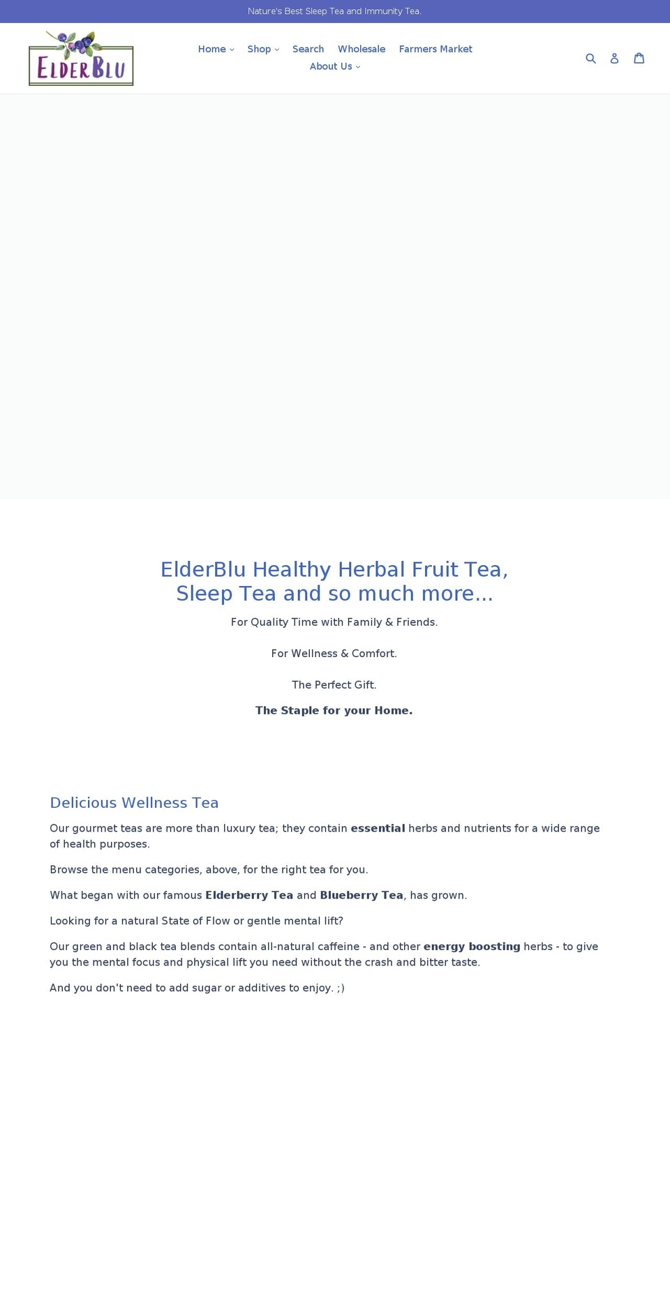 elderblu.com shopify website screenshot