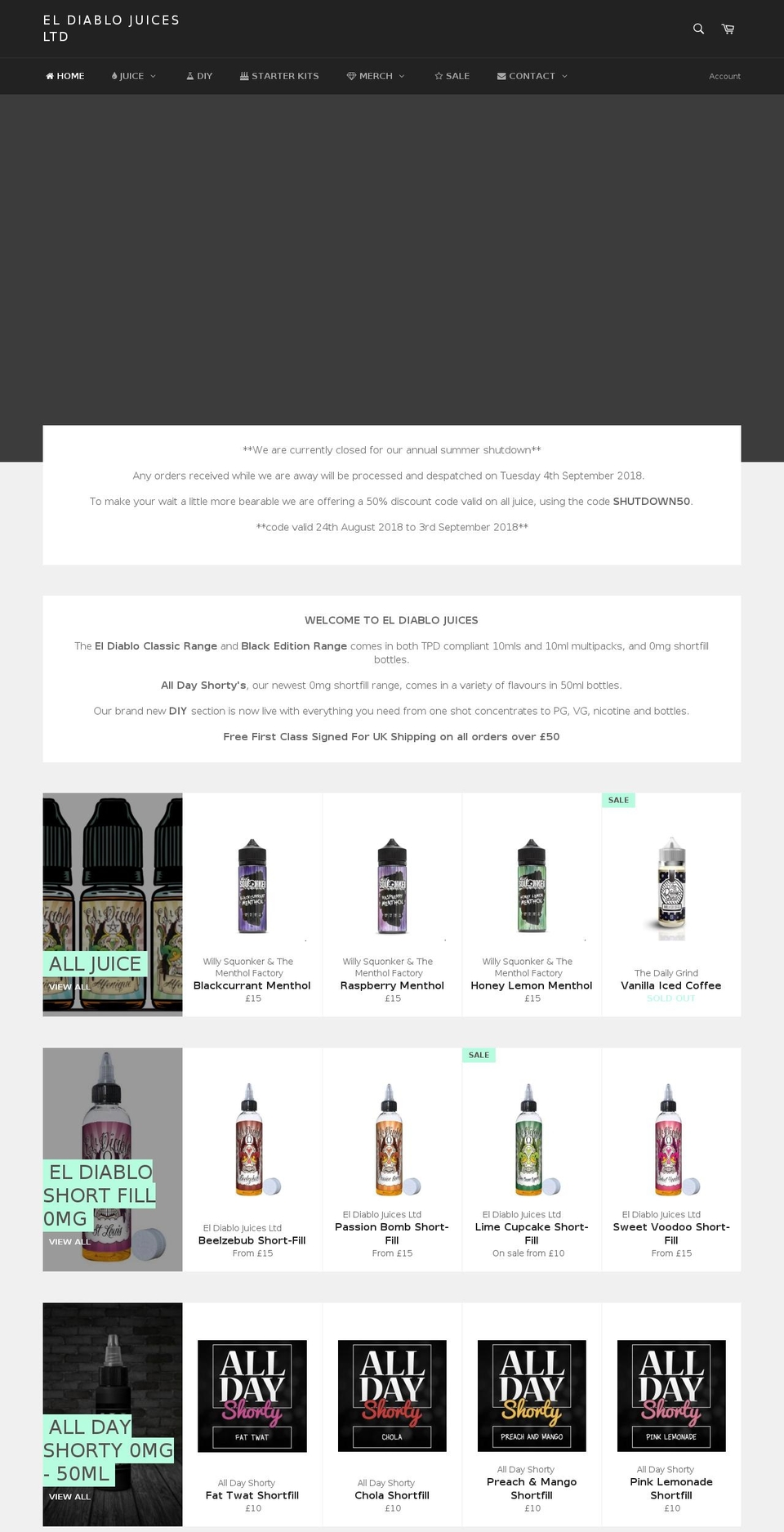 eldiablojuices.com shopify website screenshot