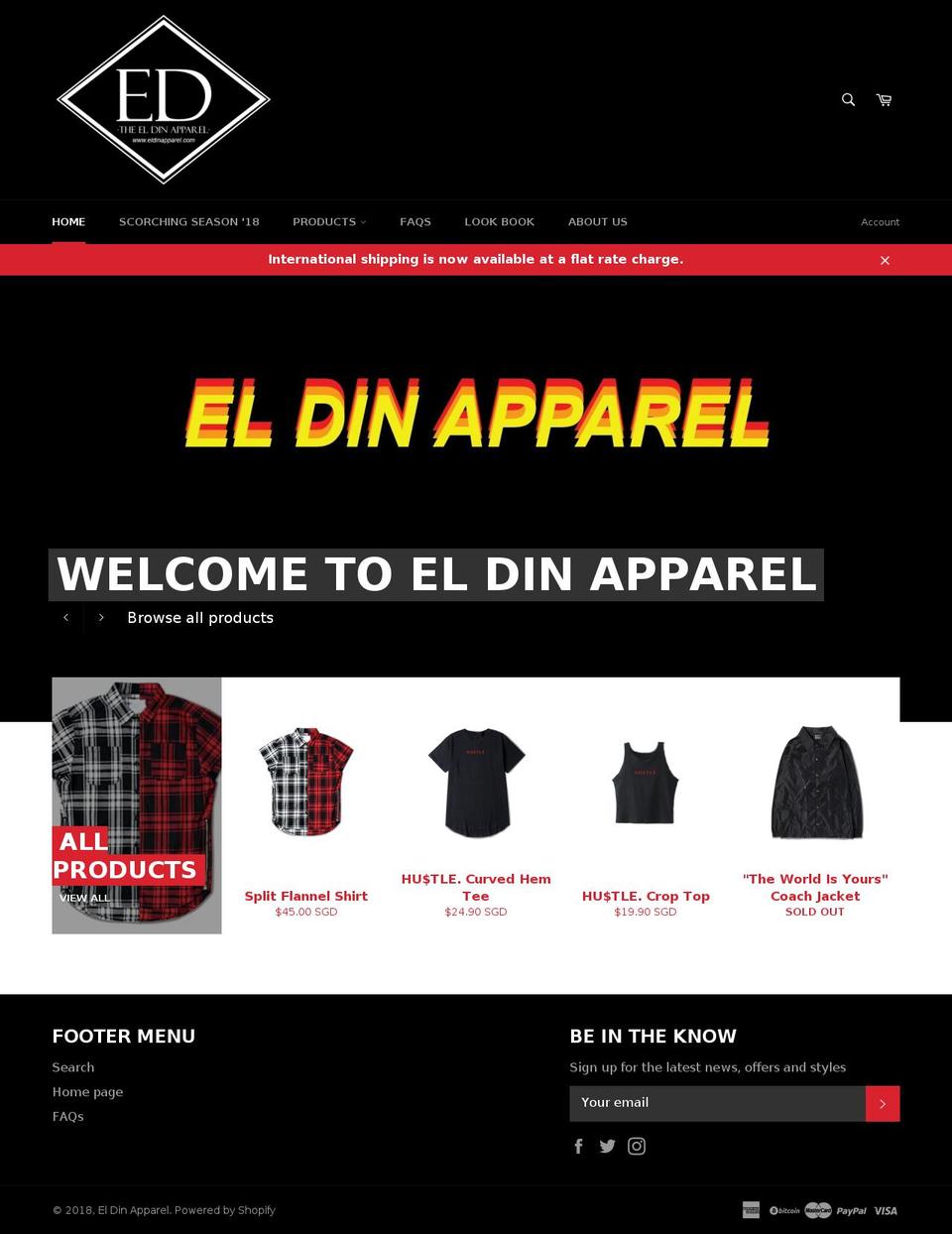 eldinapparel.com — Shopify storefront screenshot