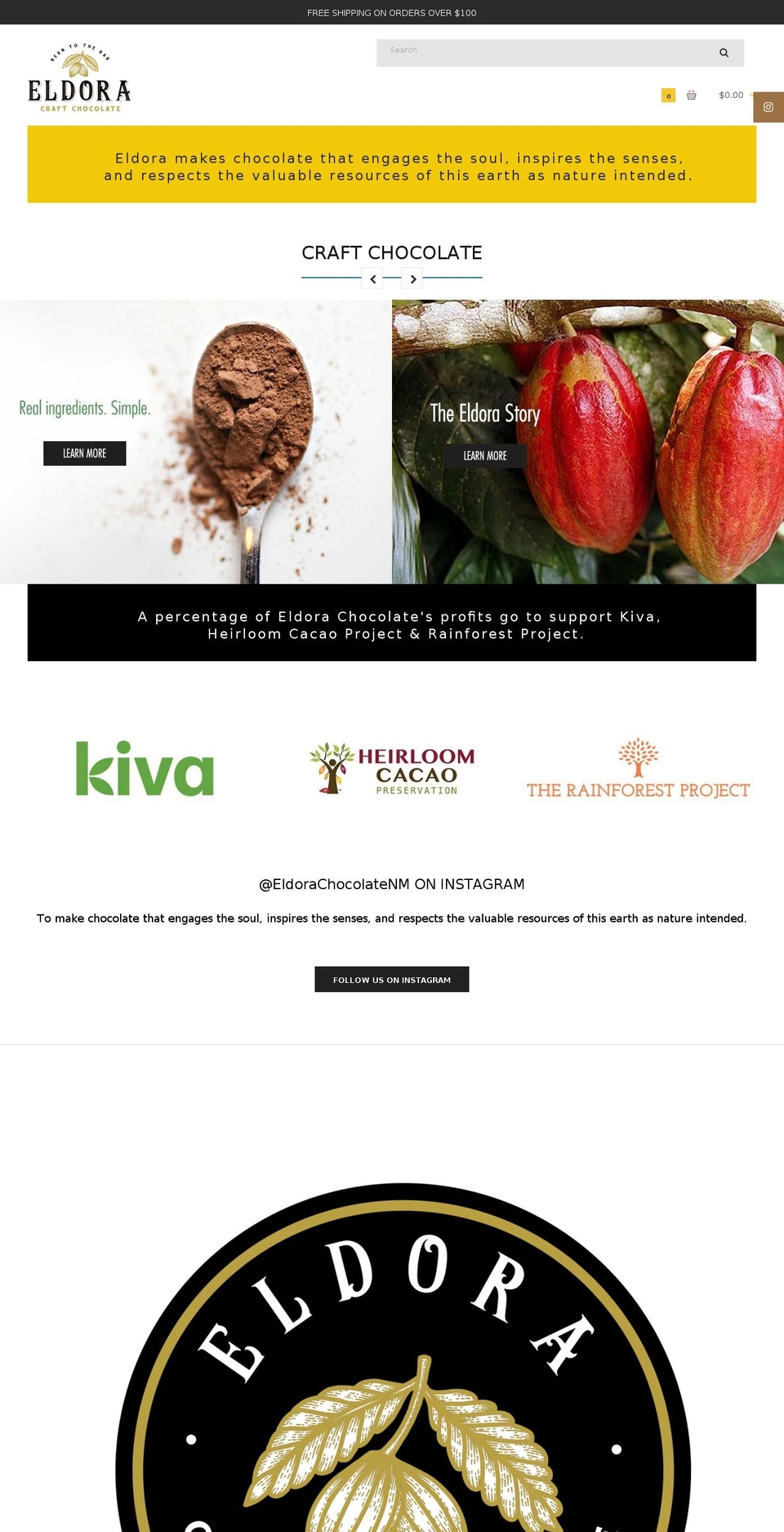 Foodie Shopify theme site example eldorachocolate.com