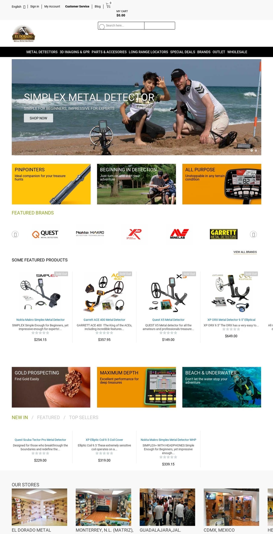 eldoradodetectors.com shopify website screenshot