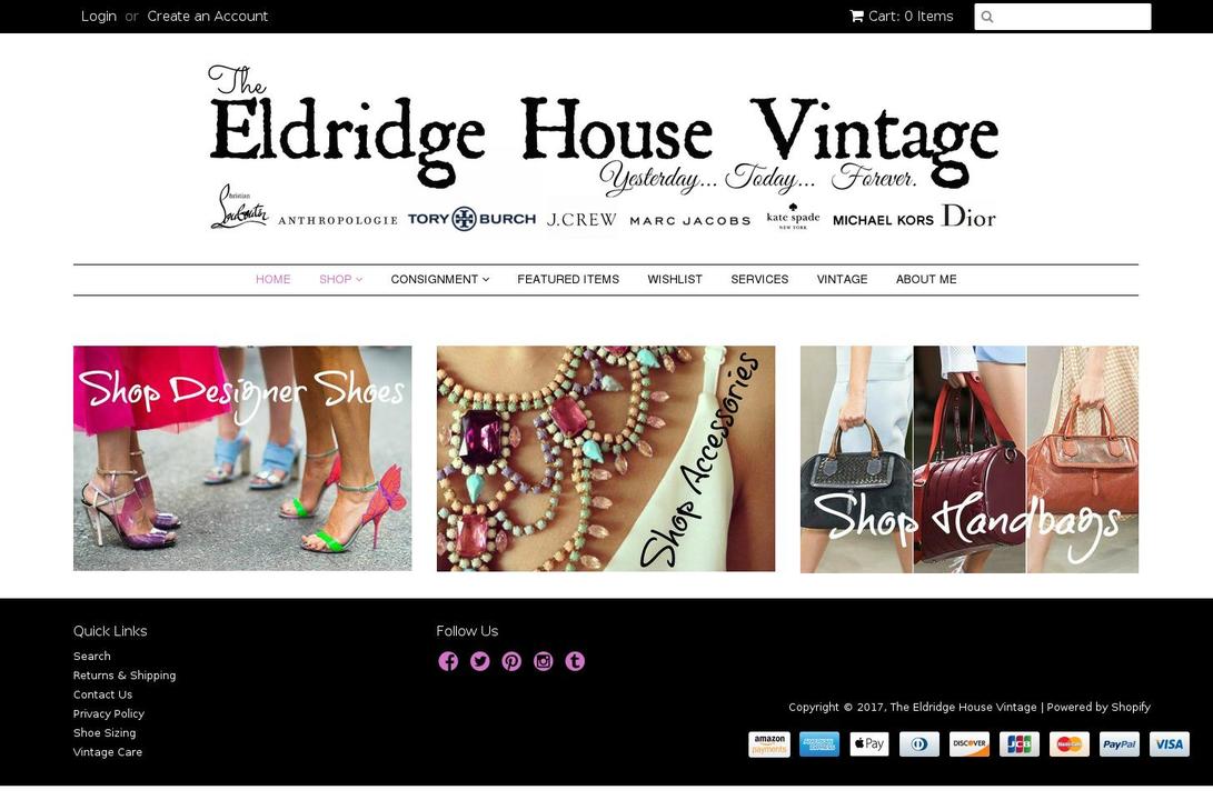 eldridgehousevintage.com shopify website screenshot