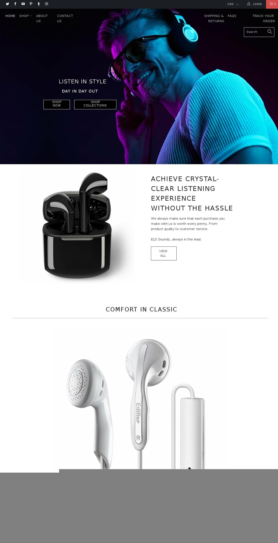 eldsoundz.com shopify website screenshot