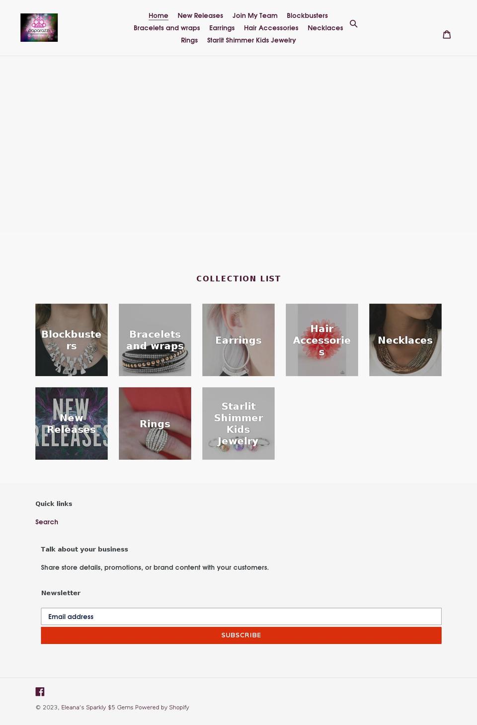 eleanasparklygems.com shopify website screenshot