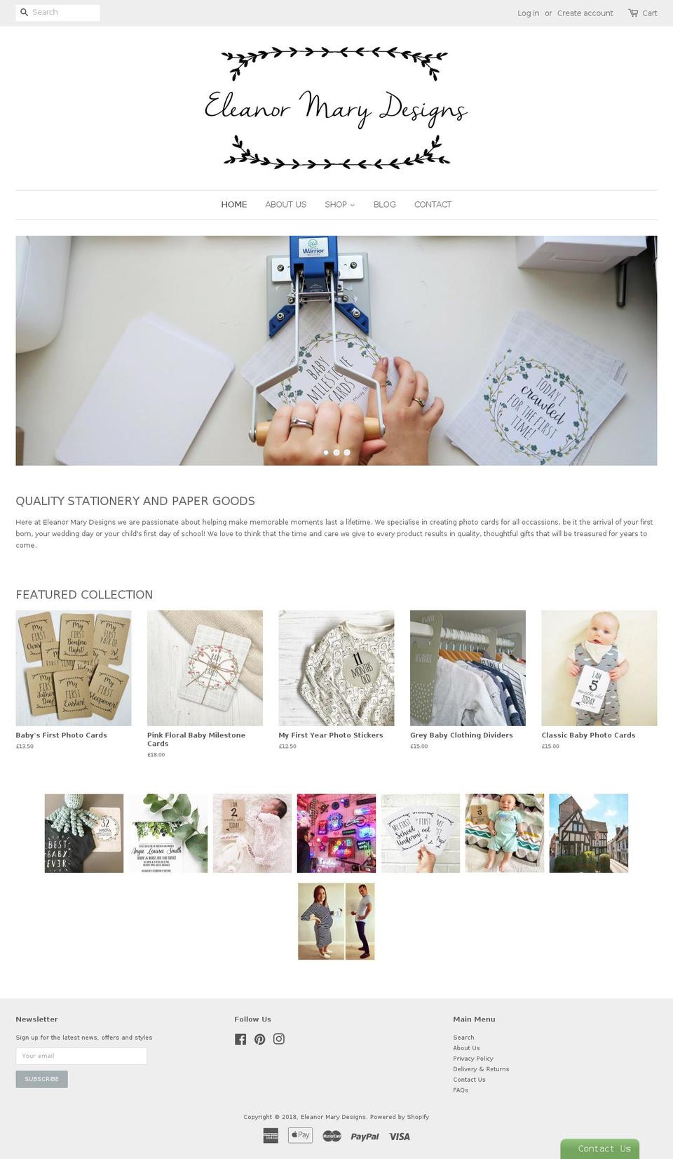 eleanormarydesigns.com — Shopify storefront screenshot