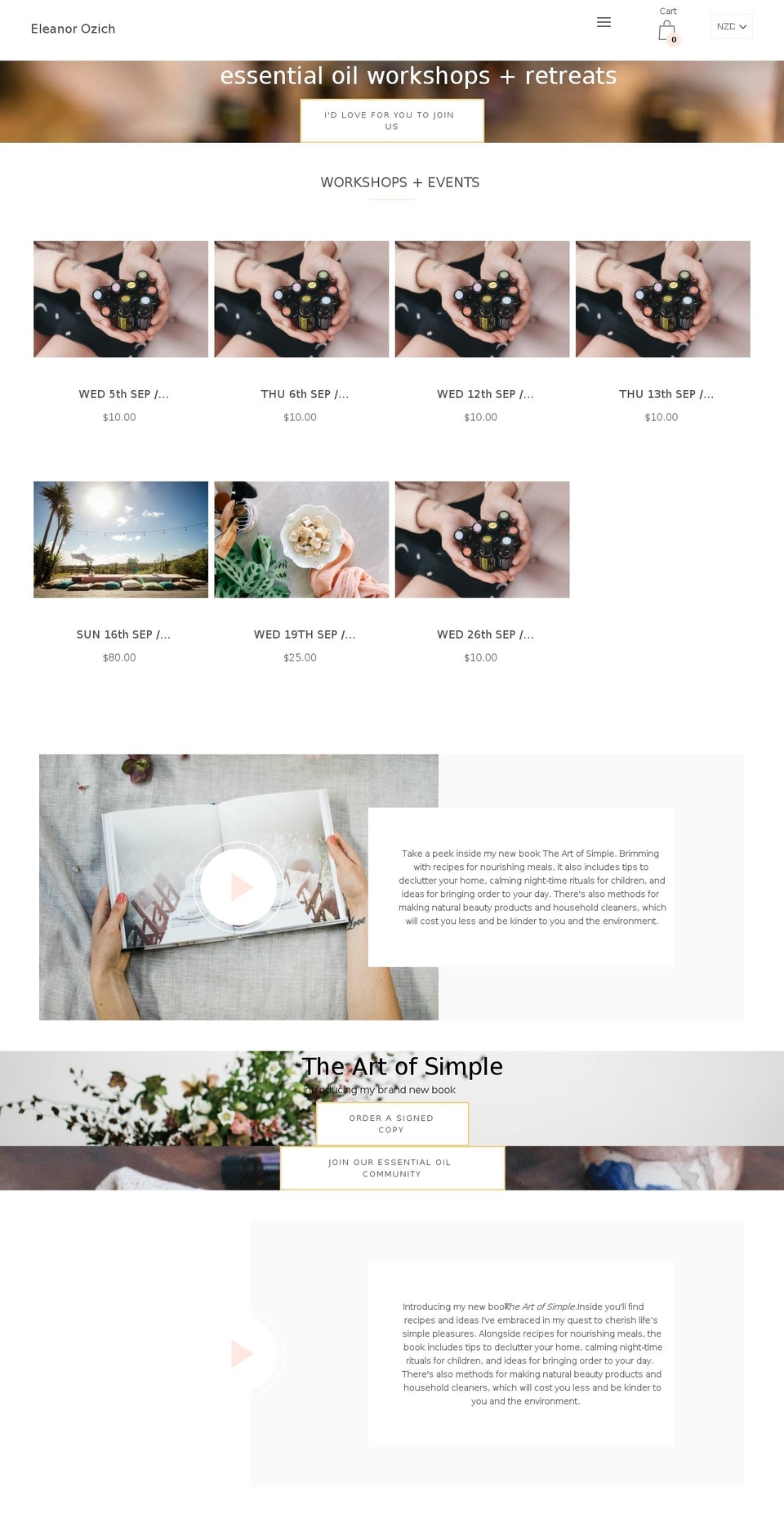 eleanorozich.com — Shopify storefront screenshot