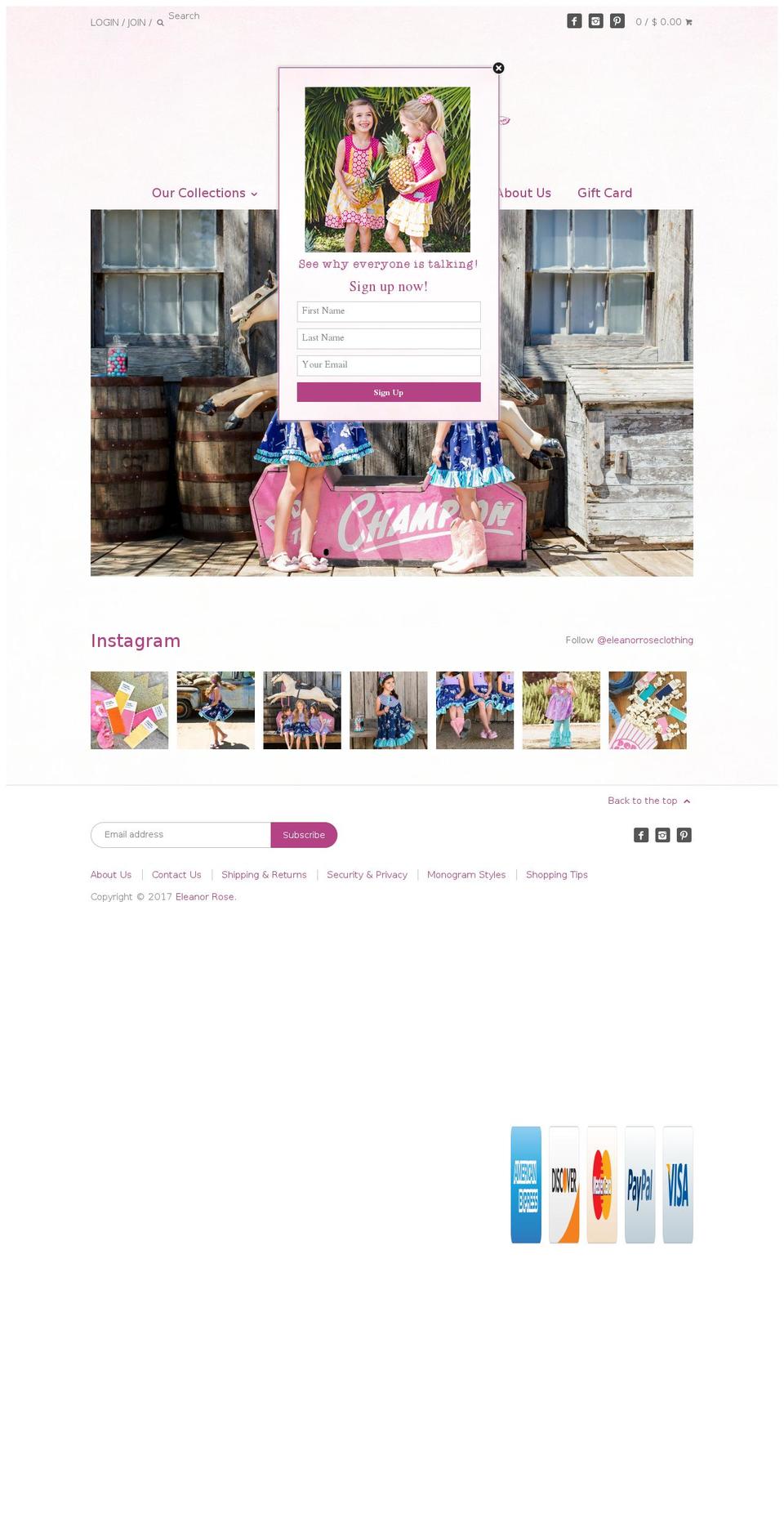 eleanorrose.com shopify website screenshot