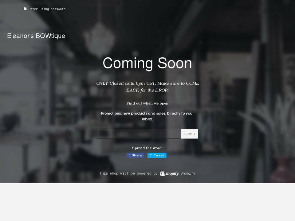 eleanors-bowtique.com shopify website screenshot