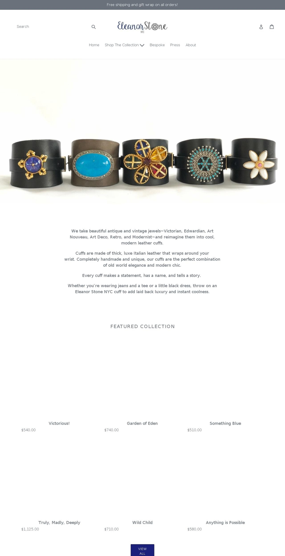eleanorstonenyc.com shopify website screenshot