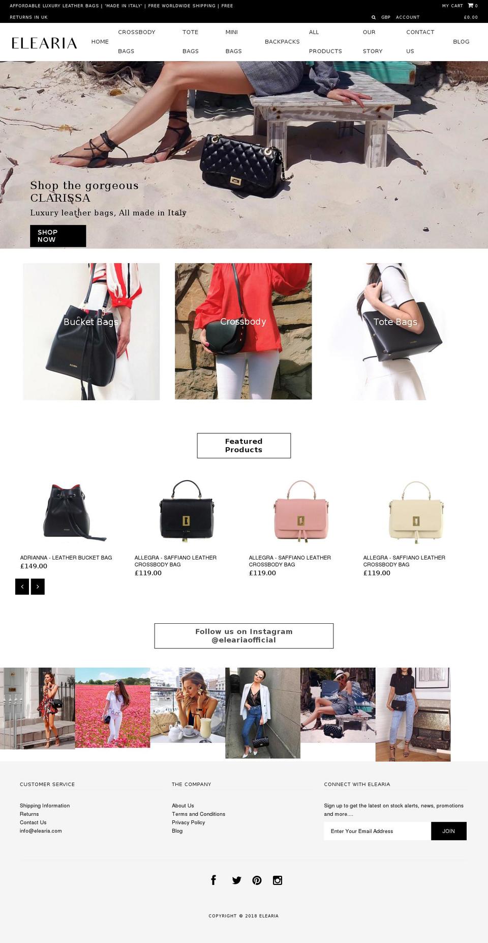 elearia.com shopify website screenshot