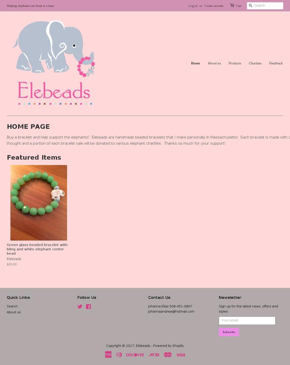 elebeads.com shopify website screenshot
