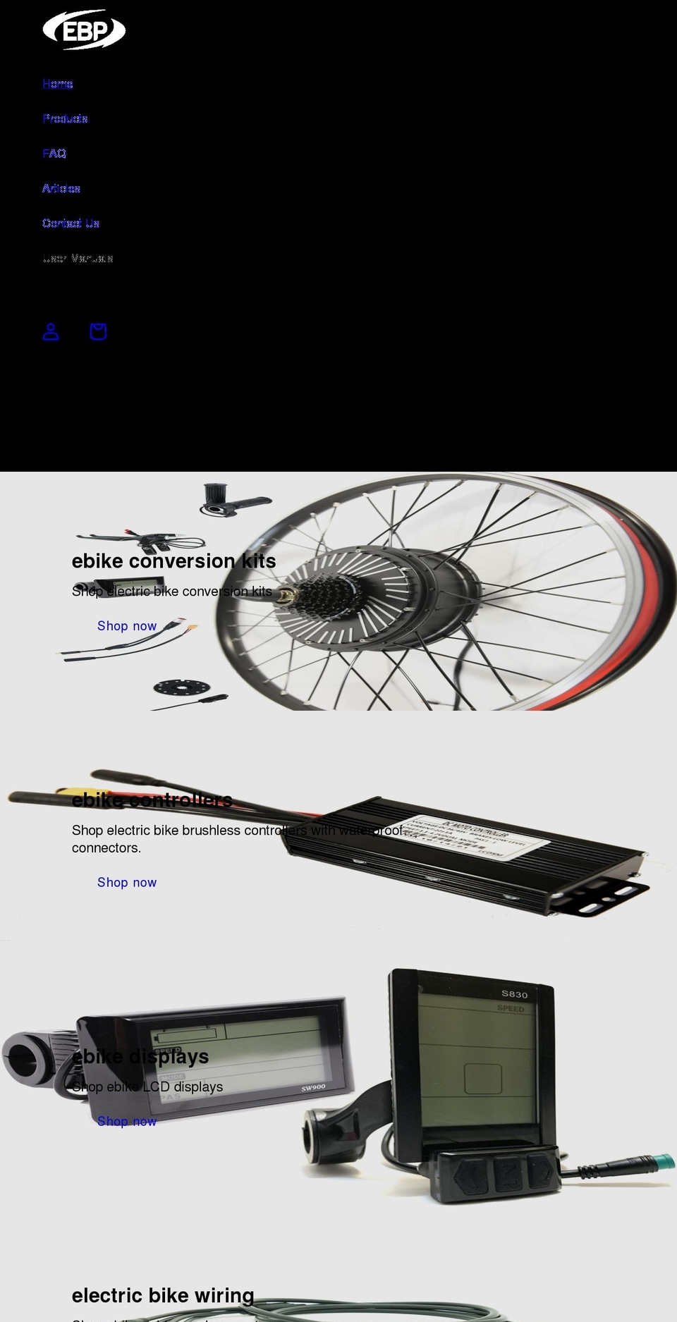 elecbikeparts.com shopify website screenshot