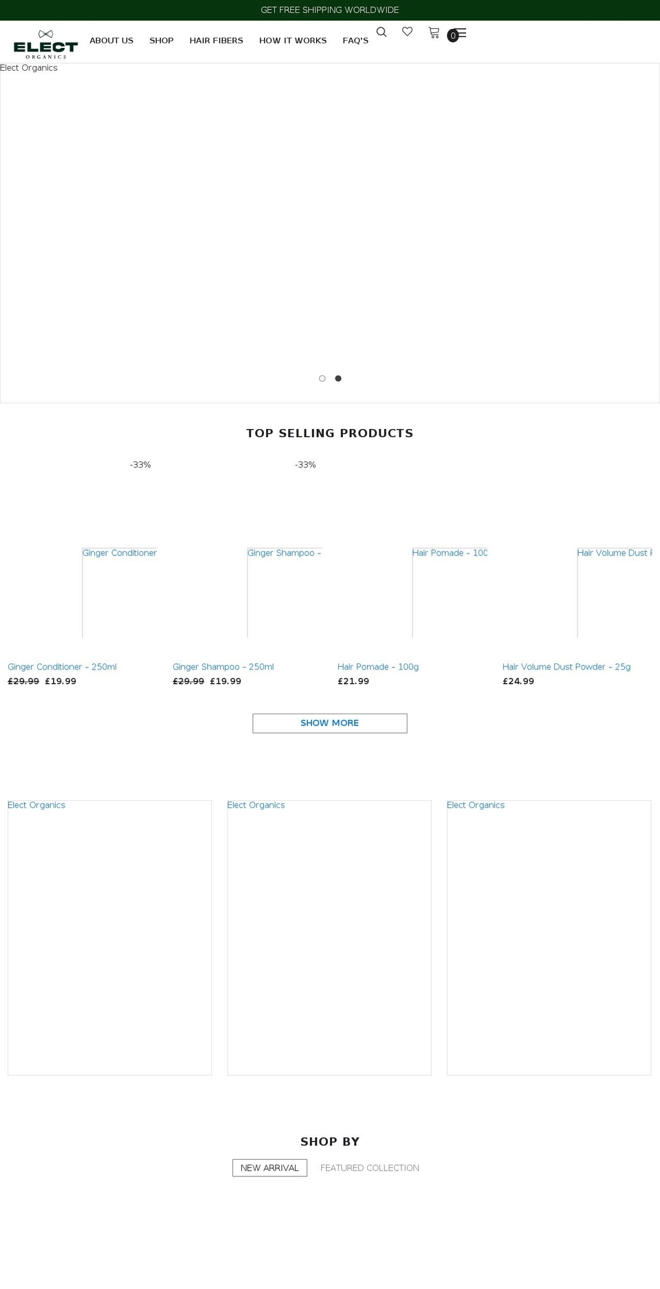 electorganics.com shopify website screenshot