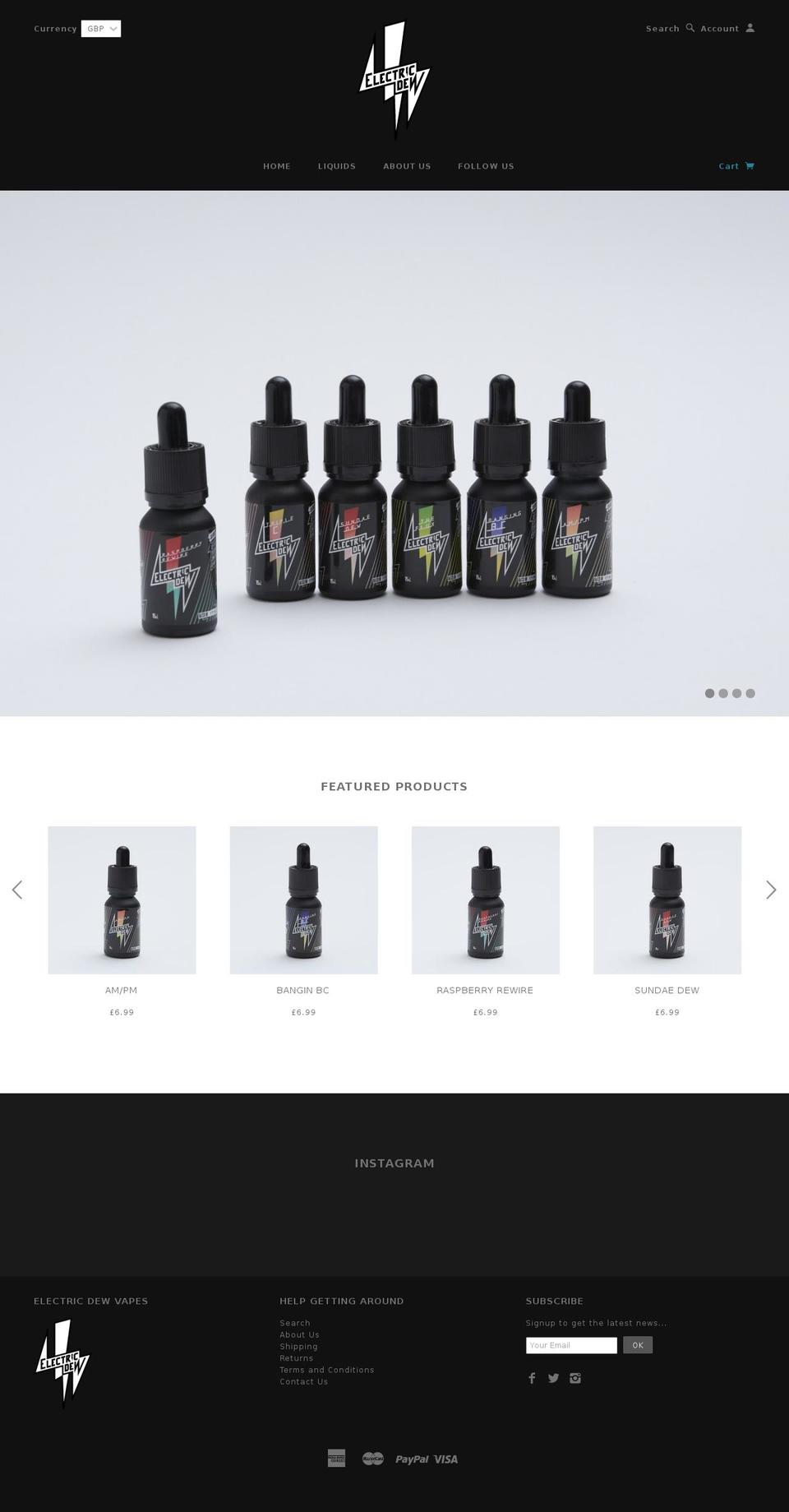 electric-dew.com shopify website screenshot