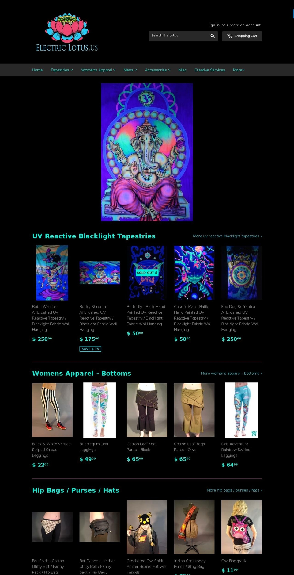 Electric Lotus Theme Shopify theme site example electric-lotus.com