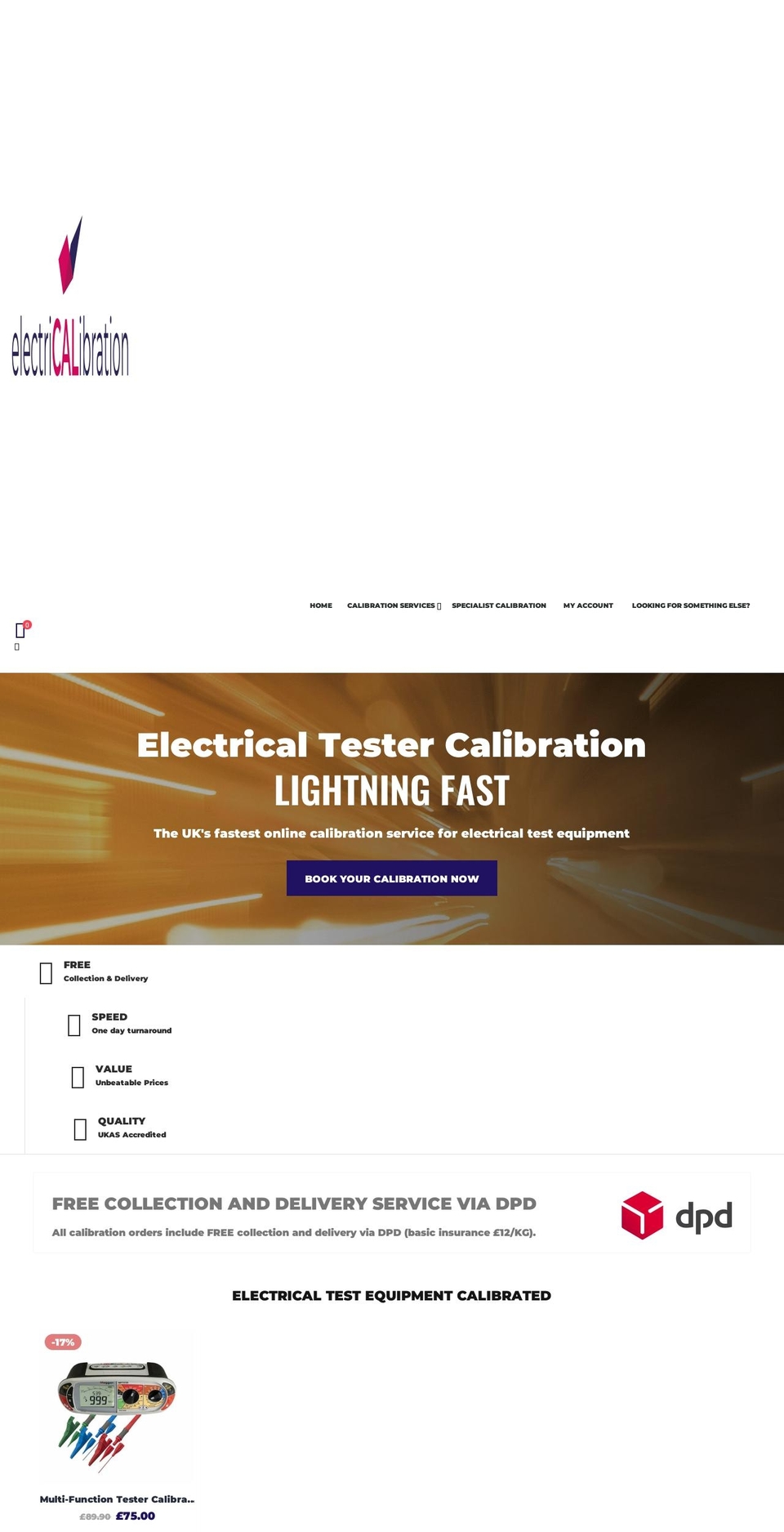 electricalibration.com shopify website screenshot
