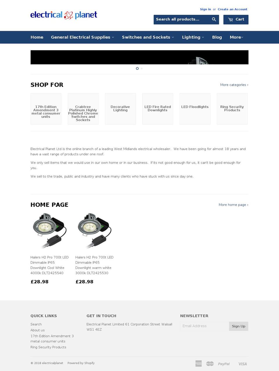 electricalplanet.com — Shopify storefront screenshot