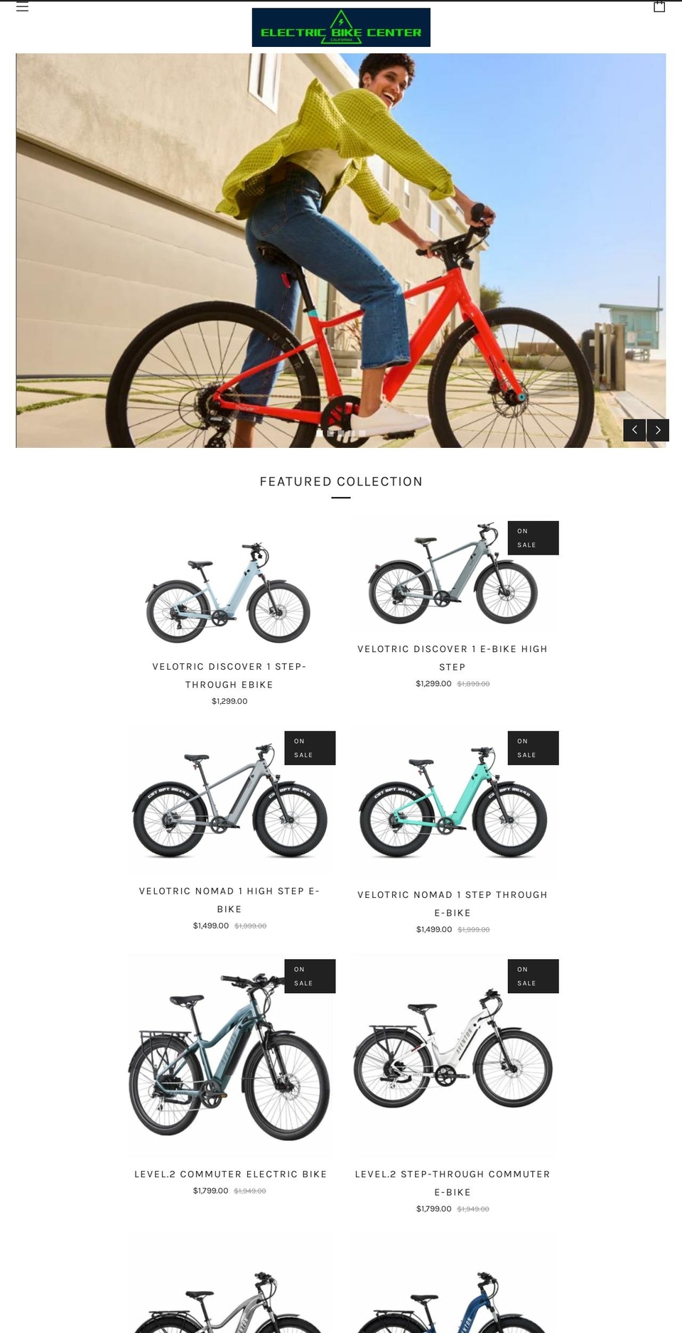 electricbikeca.com — Shopify storefront screenshot