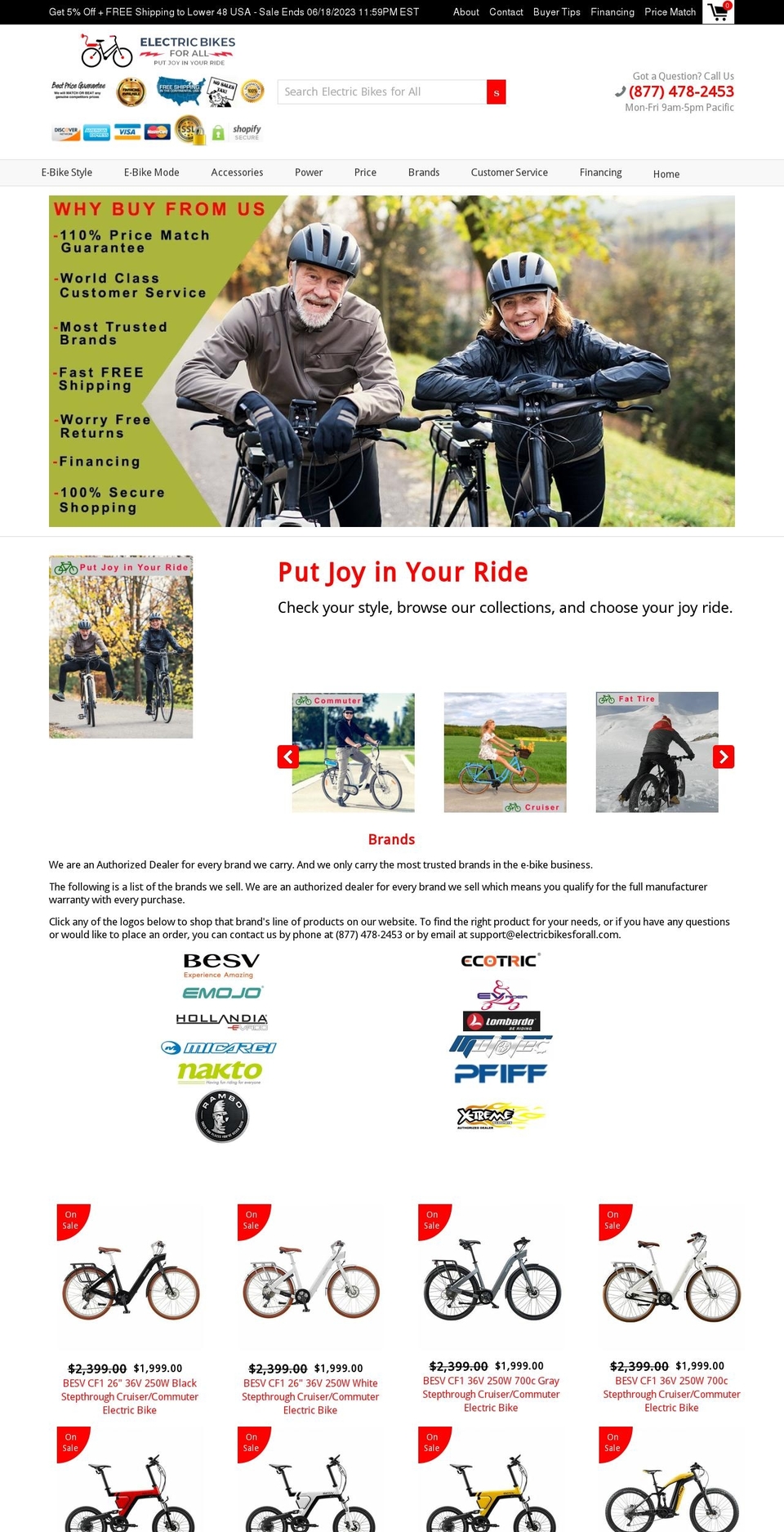 electricbikesforall.com shopify website screenshot