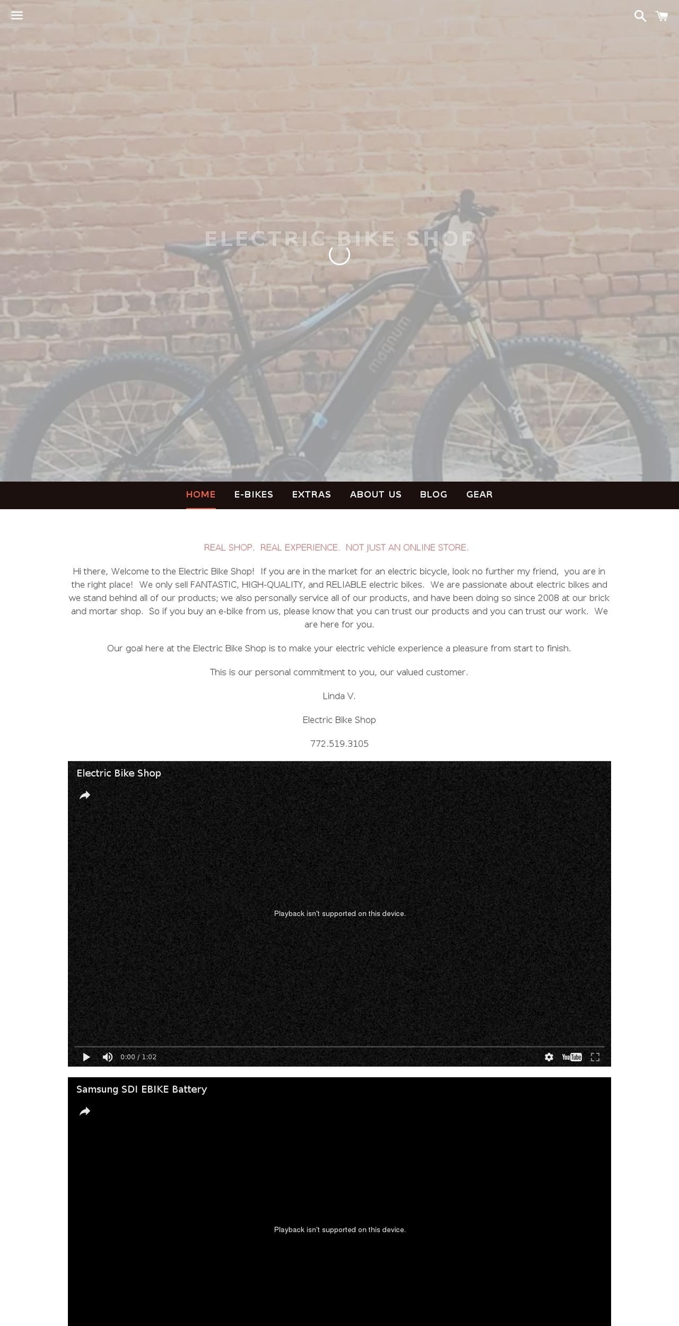 electricbikeshoponline.com shopify website screenshot