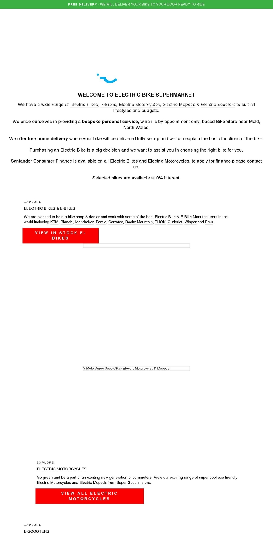 electricbikesupermarket.co.uk shopify website screenshot